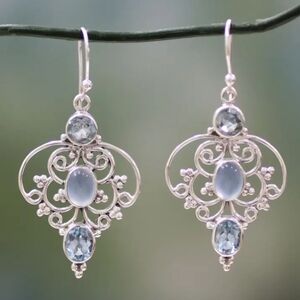 **COMING FEB. 2026** Ornate Silver and Blue Earrings